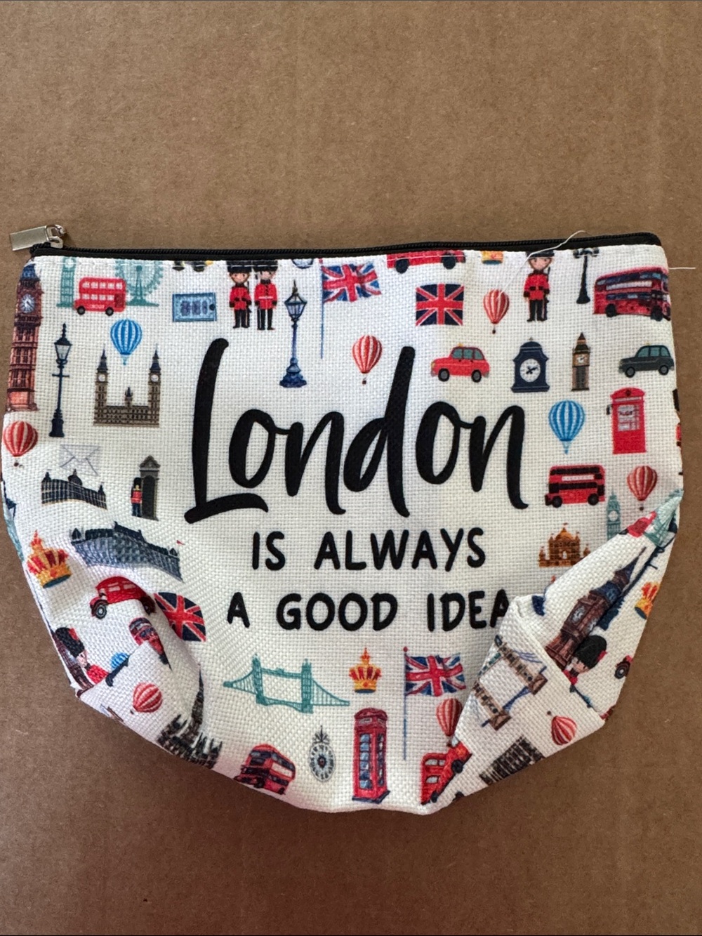 NEW London is Always a Good Idea pouch bag zippered top